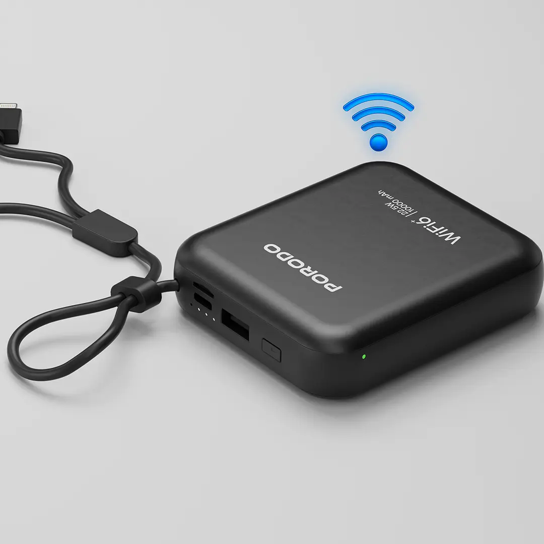 پاوربانک پرودو با ظرفیت 10000 میلی آمپر Porodo 4G LTE | WIFI 6 Pocket Router